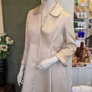 Vintage Kiki Hart Satin Coat Dress Champagne Color